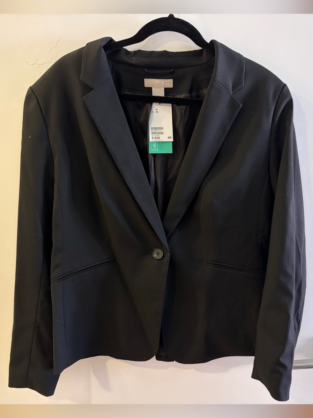 H&M Black Single-Button Tailored Blazer